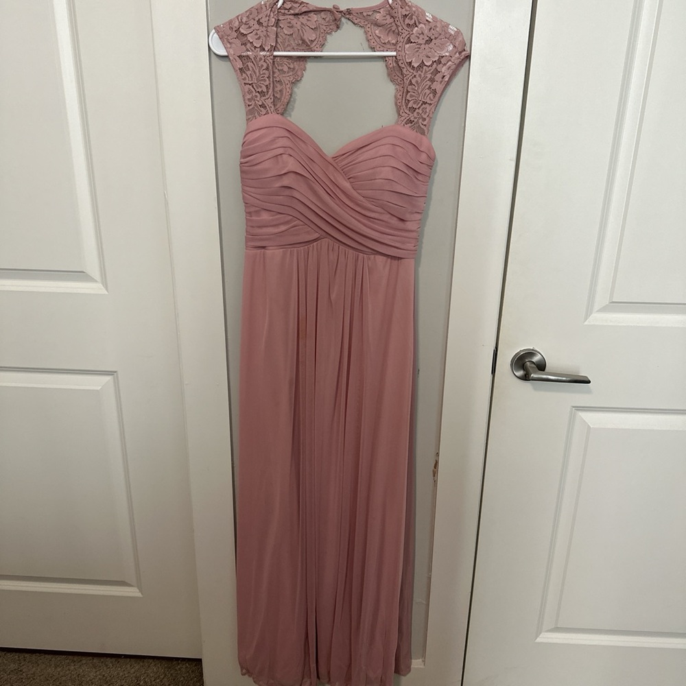 Xscape Pink Ruched Halter Maxi Gown